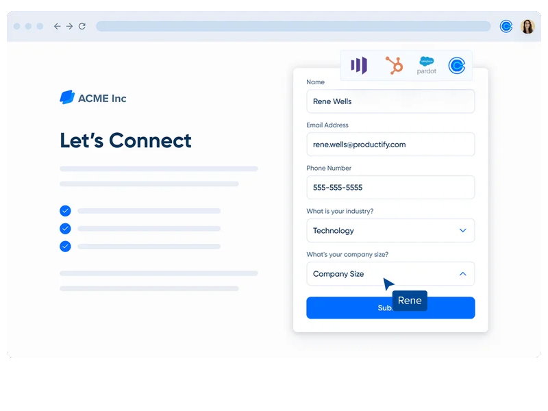 GIF showing Calendly Routing in action. A lead fills out a form, is routed to the booking page for a Discovery Call, and immediately schedules a meeting.