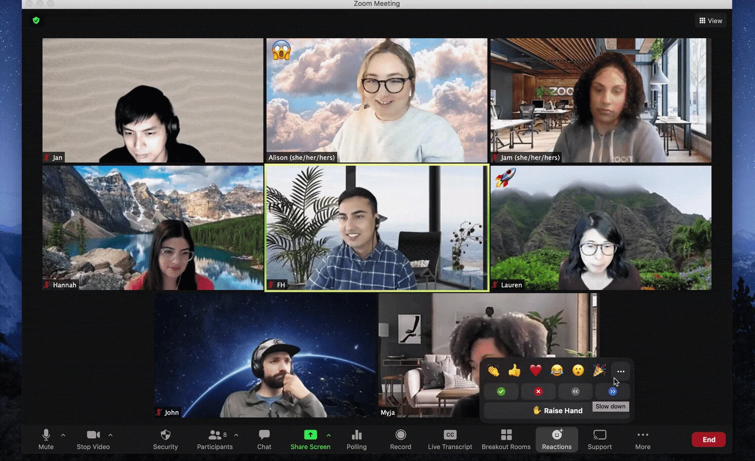 Zoom meeting emoji animation
