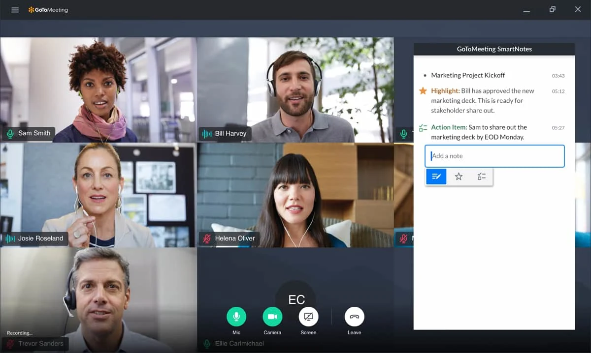 GoToMeeting screen